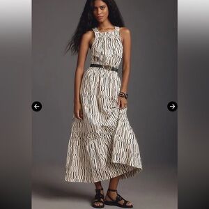 Anthropologie Somerset Black and White Tiered Maxi Sundress- Size MP